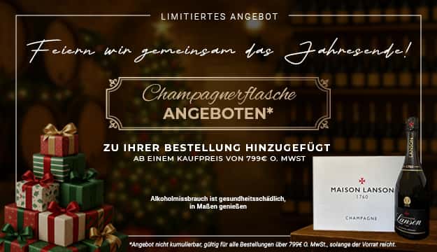 Eine Flasche Champagner gratis ab einem Einkaufswert von 799 € o. MwSt.