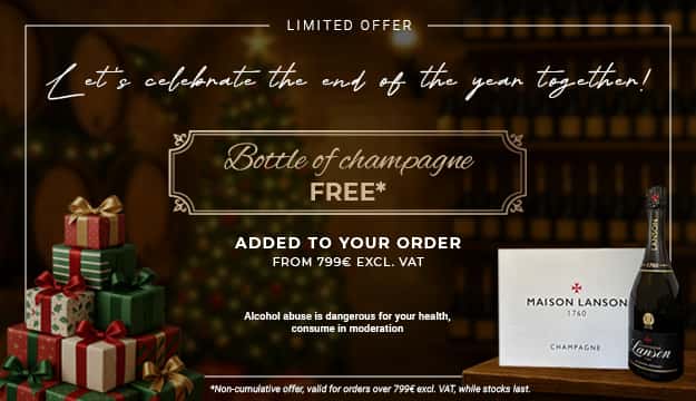 a complimentary bottle of champagne with purchases of €799 or more (excl. VAT)