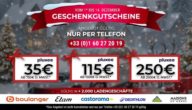 Geschenkgutscheine sind nur telefonisch gültig: +33 01 60 27 20 19