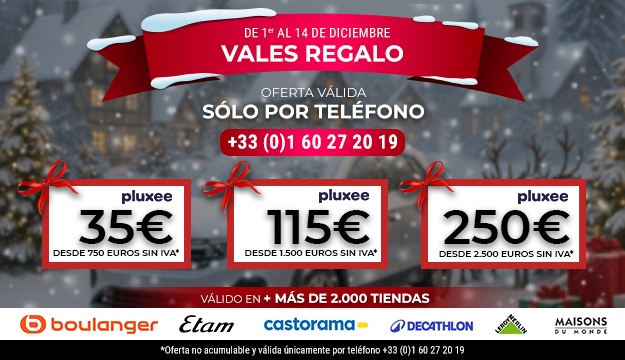 Los vales regalo solo son válidos por teléfono: +33 01 60 27 20 19