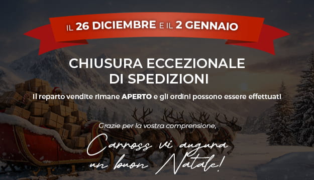 Chiusura straordinaria delle spedizioni il 26/12 e il 02/01