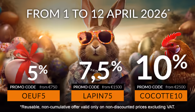 5% off with code OEUF5, 7.5% off with code LAPIN75, 10% off with code COCOTTE10