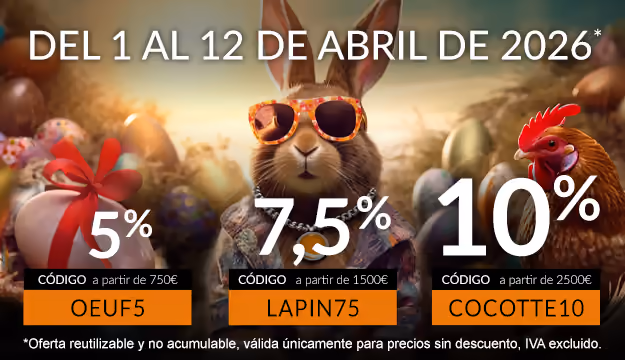 5 % con el código OEUF5, 7,5 % con el código LAPIN75, 10 % con el código COCOTTE10