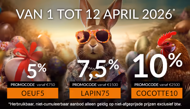5% met code OEUF5, 7,5% met code LAPIN75, 10% met code COCOTTE10