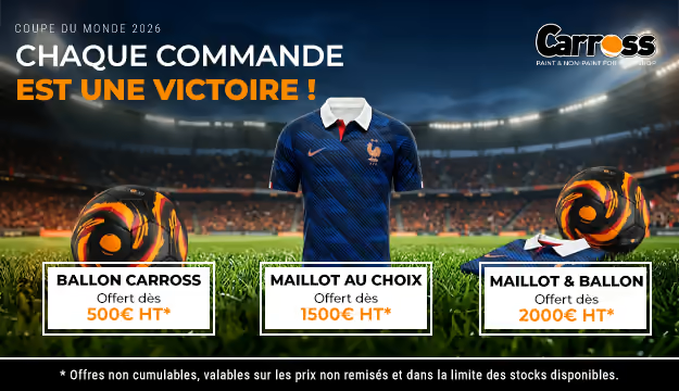 Un ballon (500€ HT), un maillot (1500€ HT) ou les deux(2000€ HT) sont offert selon le montant de votre commande HT