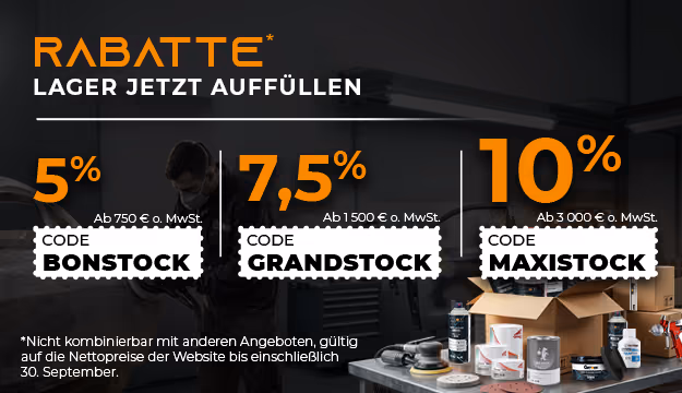5% Rabatt mit dem Code BONSTOCK ab 750 €, 7,5%  mit dem Code GRANDSTOCK ab 1500 €, 10%  mit dem Code MAXISTOCK ab 3000 €