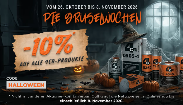 HALLOWEEN-Code: 10 % Rabatt auf die Marke 4CR, vom 26. Oktober bis zum 8. November 2026