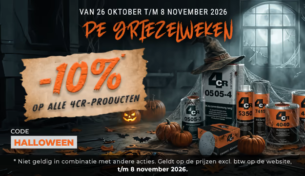 HALLOWEEN-code: 10% korting op het merk 4CR, van 26 oktober tot en met 8 november 2026