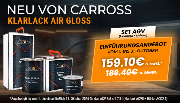 AGV-Set „Air Gloss“ Klarlack + Härter, Einführungsangebot vom 1. bis 31. Oktober