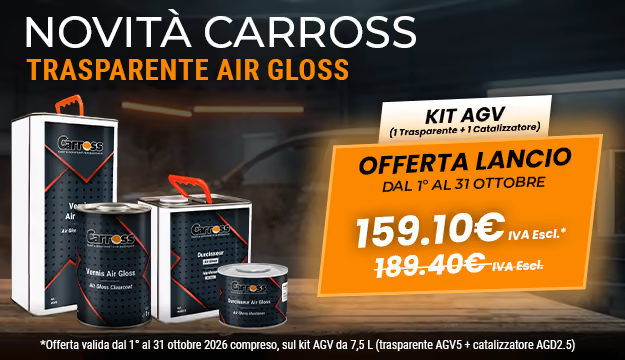 Kit AGV vernice trasparente Air Gloss + catalizzatore, offerta di lancio dal 1° al 31 ottobre