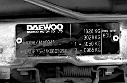 Où trouver le code peinture de ma DAEWOO ?